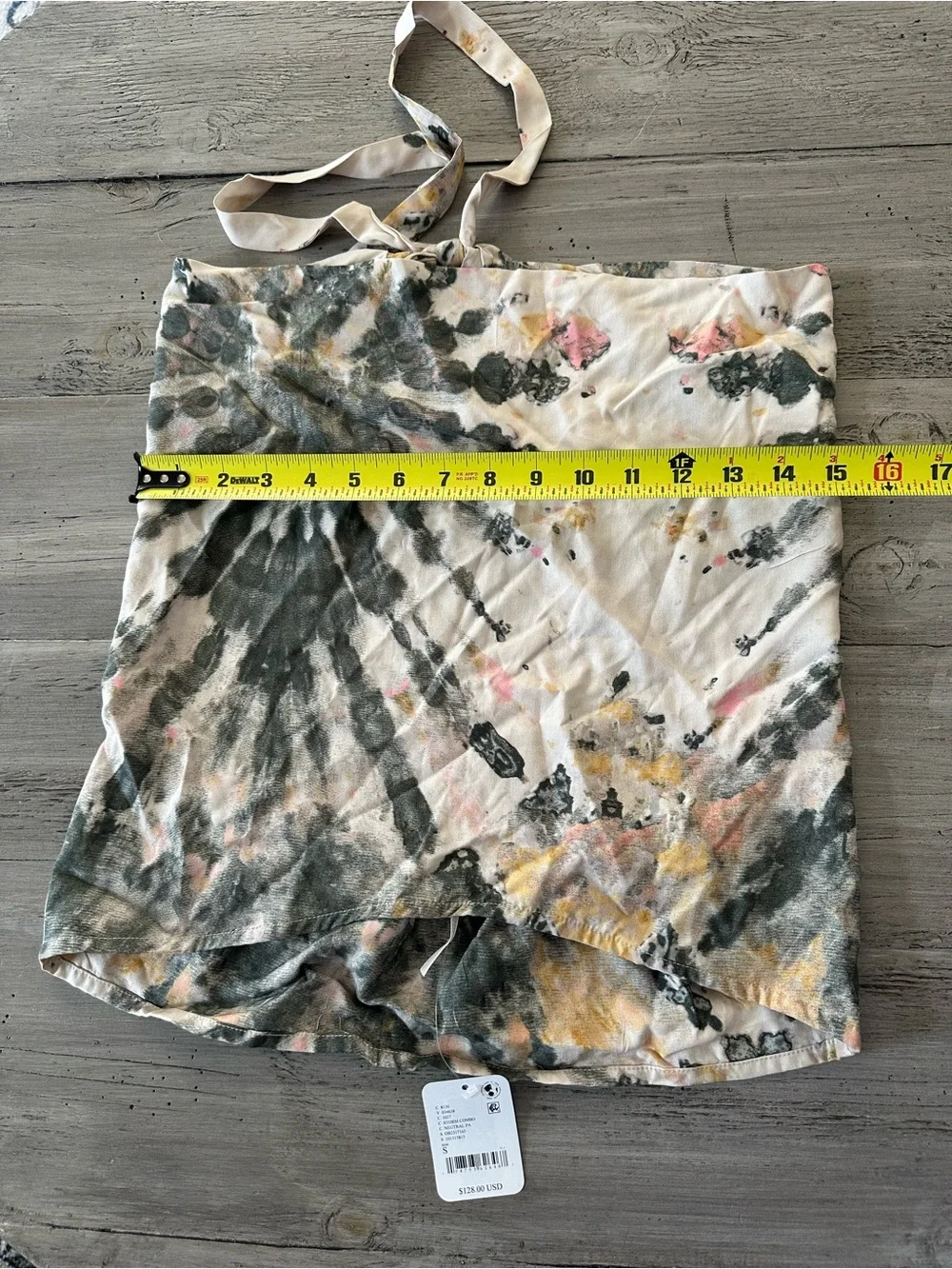 Free People Tie-Dye Wrap Crop Top in Cream, Black, Yellow, Pink